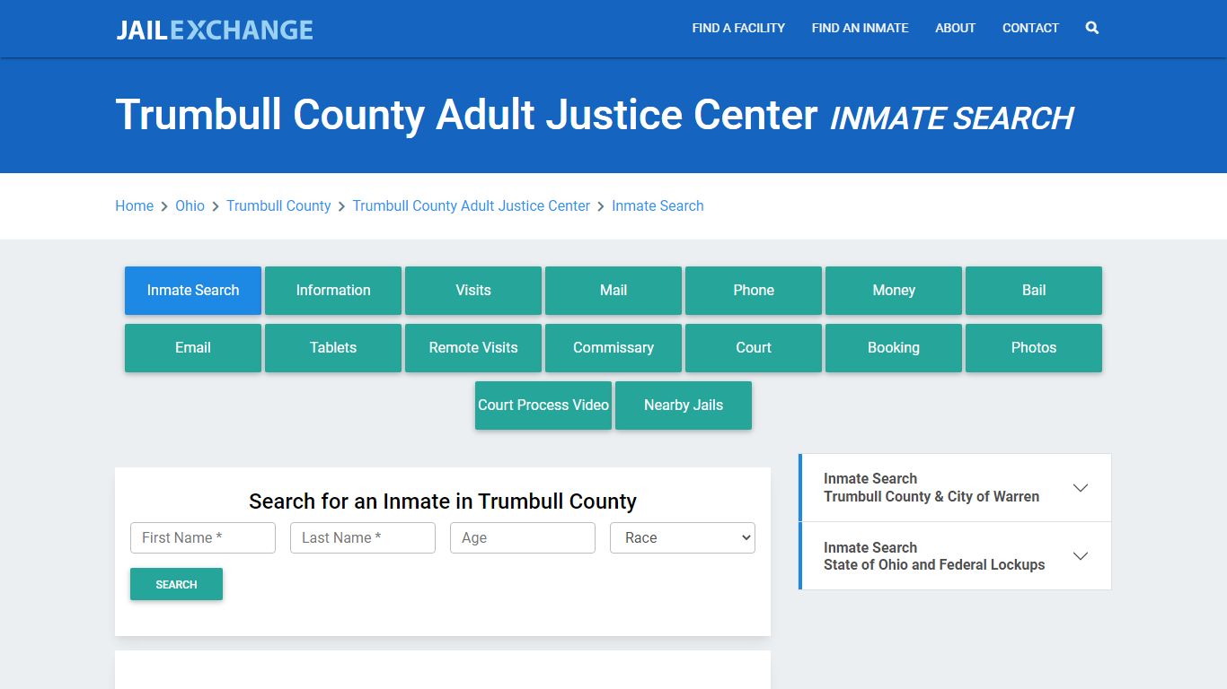 Trumbull County Adult Justice Center Inmate Search - Jail Exchange