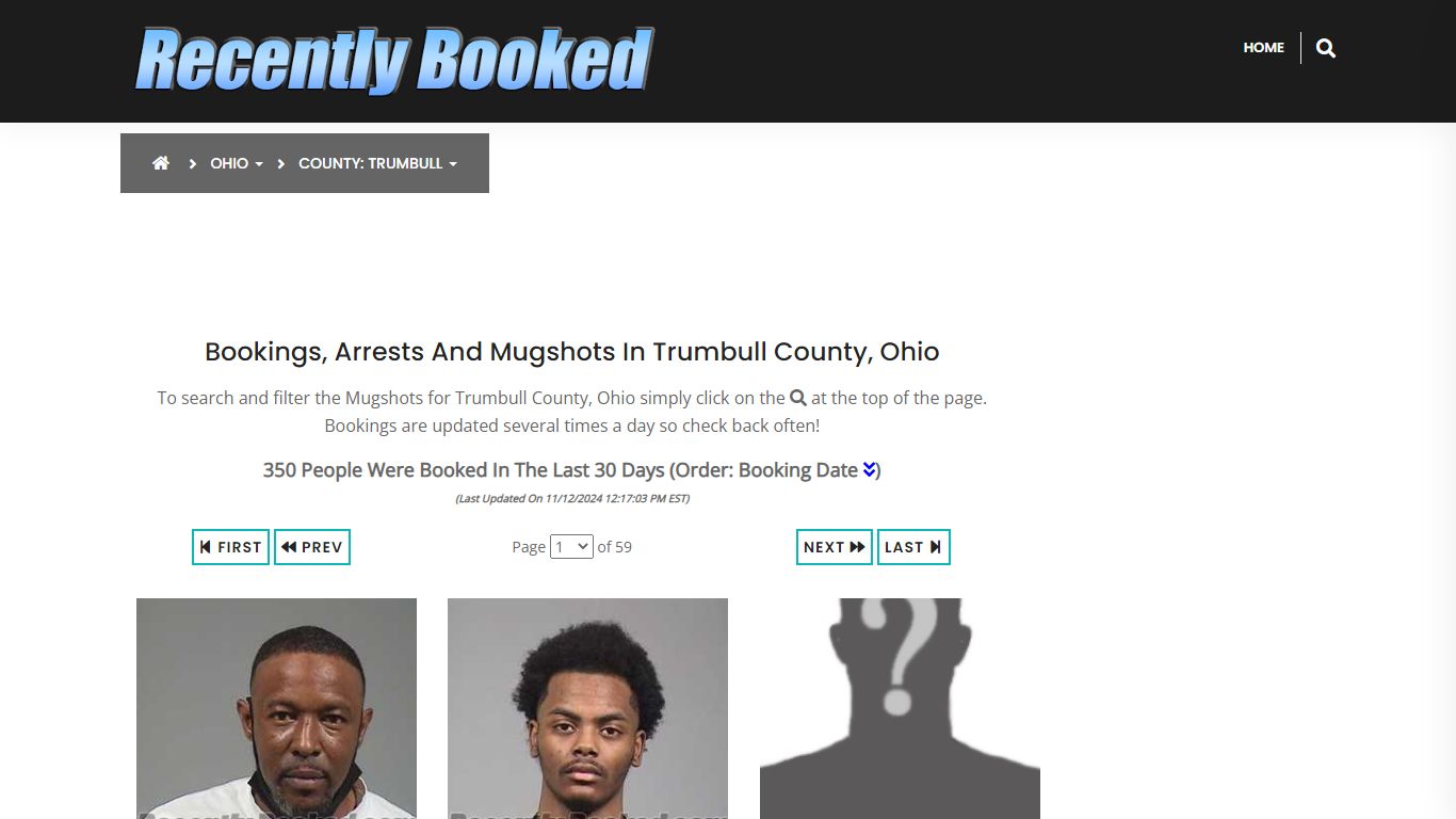 Bookings, Arrests and Mugshots in Trumbull County, Ohio - Recently Booked