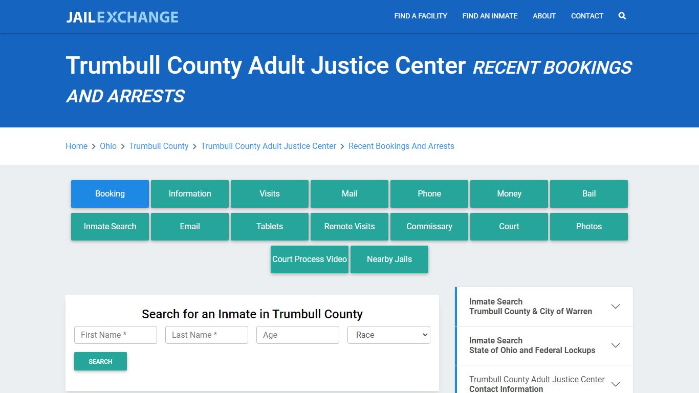 Trumbull County Adult Justice Center Recent Bookings And Arrests